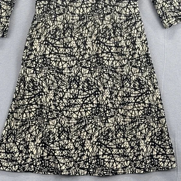 Egerie Paris Dress Womens Small Black Tan Crossover Slinky Knee Length ¾ Sleeve - Picture 10 of 12